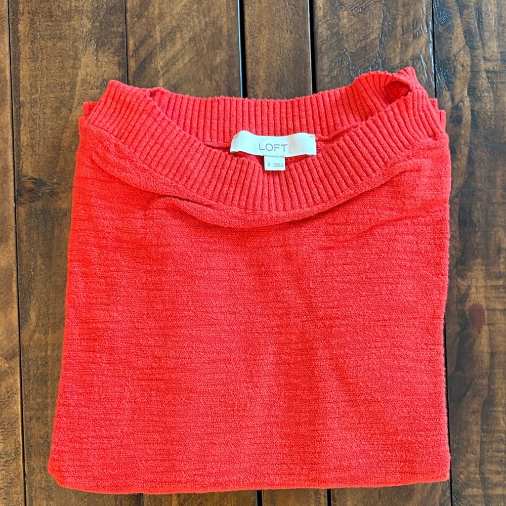 LOFT Vibrant Red Cowl Neck Sweater